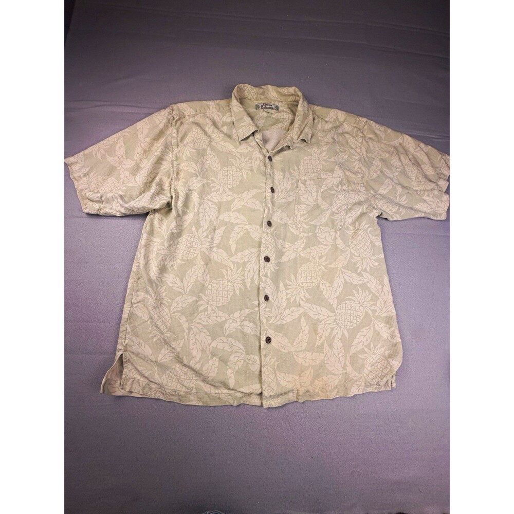 Tommy Bahama Men's Silk Pineapple Hawaiian Woven Short Sleeve Button-Up XL